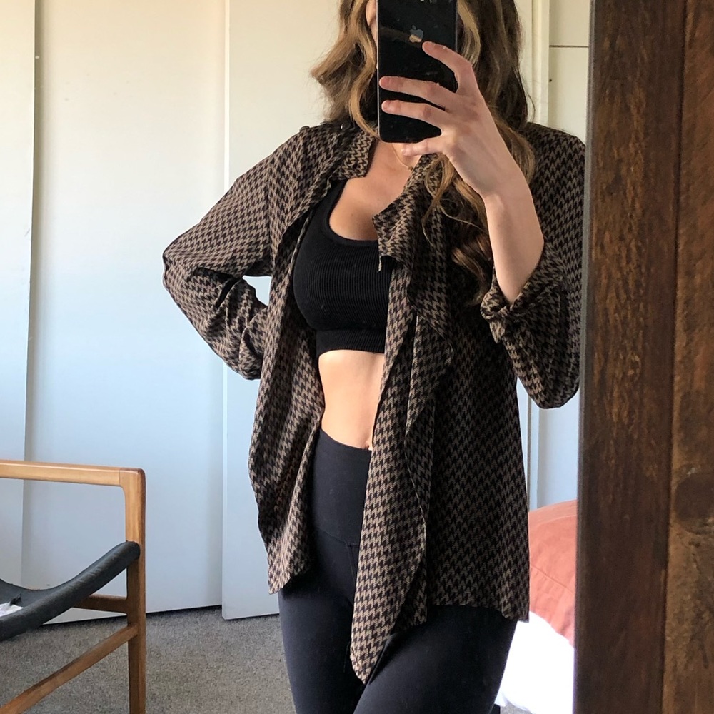 Vintage Dior Houndstooth Silk Blouse